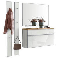 GARDEROBE 5-teilig  in 180/195/31 cm  - Weiss, Design, Glas/Holz (180/195/31cm)