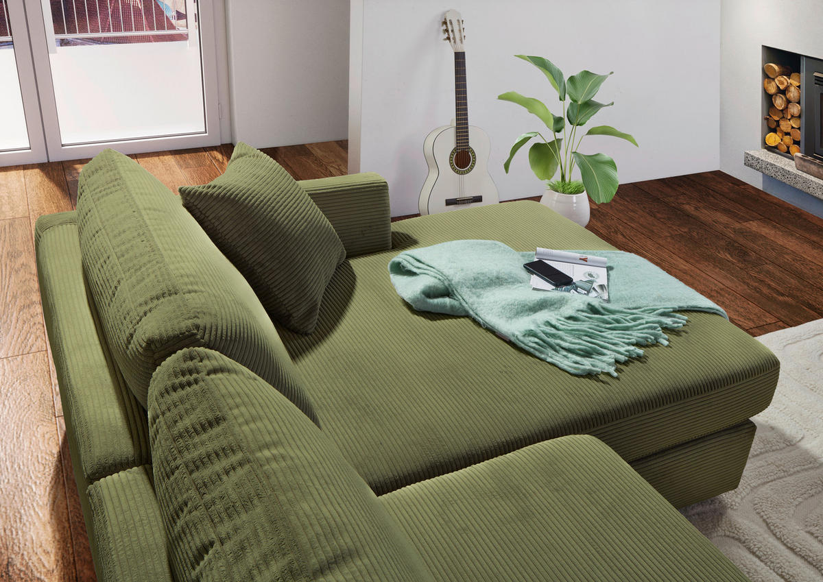 ECKSOFA Dunkelgrün Cord  - Dunkelgrün/Schwarz, KONVENTIONELL, Kunststoff/Textil (234/170cm) - Carryhome