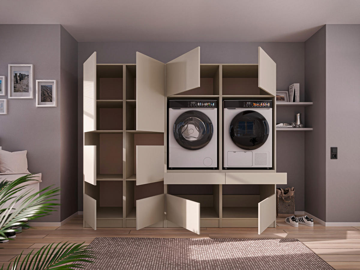 WASCHMASCHINENSCHRANK 68/200/68 cm  in Kaschmir  - Kaschmir/Schwarz, Design, Holzwerkstoff/Metall (68/200/68cm) - Milino