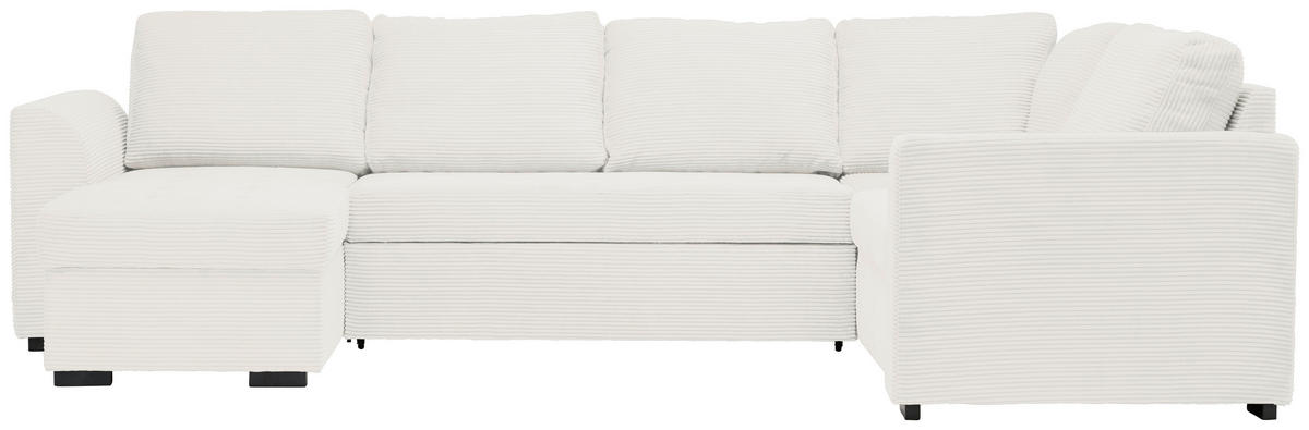 WOHNLANDSCHAFT in Cord, Velours Weiss  - Weiss/Schwarz, Design, Kunststoff/Textil (160/311/205cm) - Xora