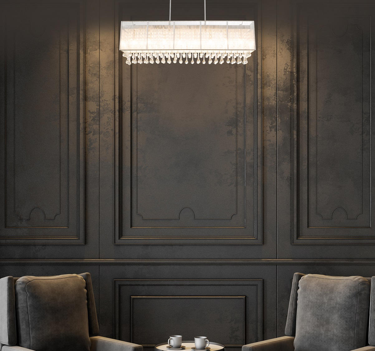 LUSTER    90/18/120 cm    - srebrna, Lajfstajl, staklo/metal (90/18/120cm)