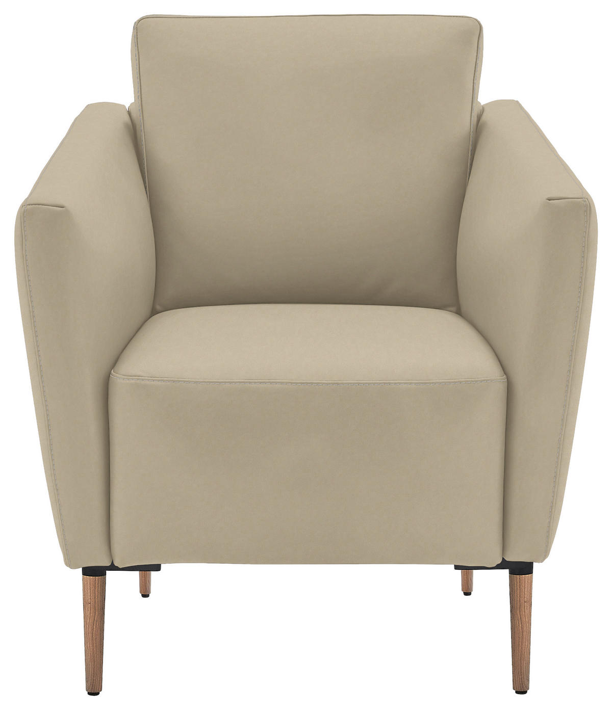 SESSEL in Echtleder Ecru  - Ecru/Eichefarben, Natur, Leder/Holz (75/84/76cm) - Valnatura