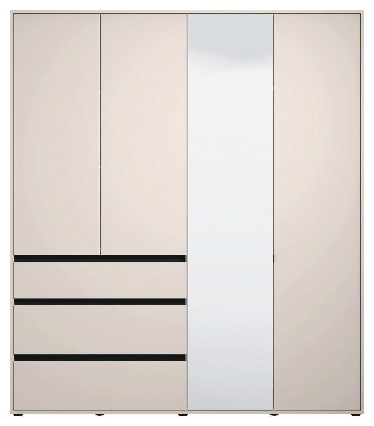 DREHTÜRENSCHRANK 3-türig Schwarz, Kaschmir  - Kaschmir/Schwarz, Basics, Glas/Holzwerkstoff (182,5/210,5/54,5cm) - Xora