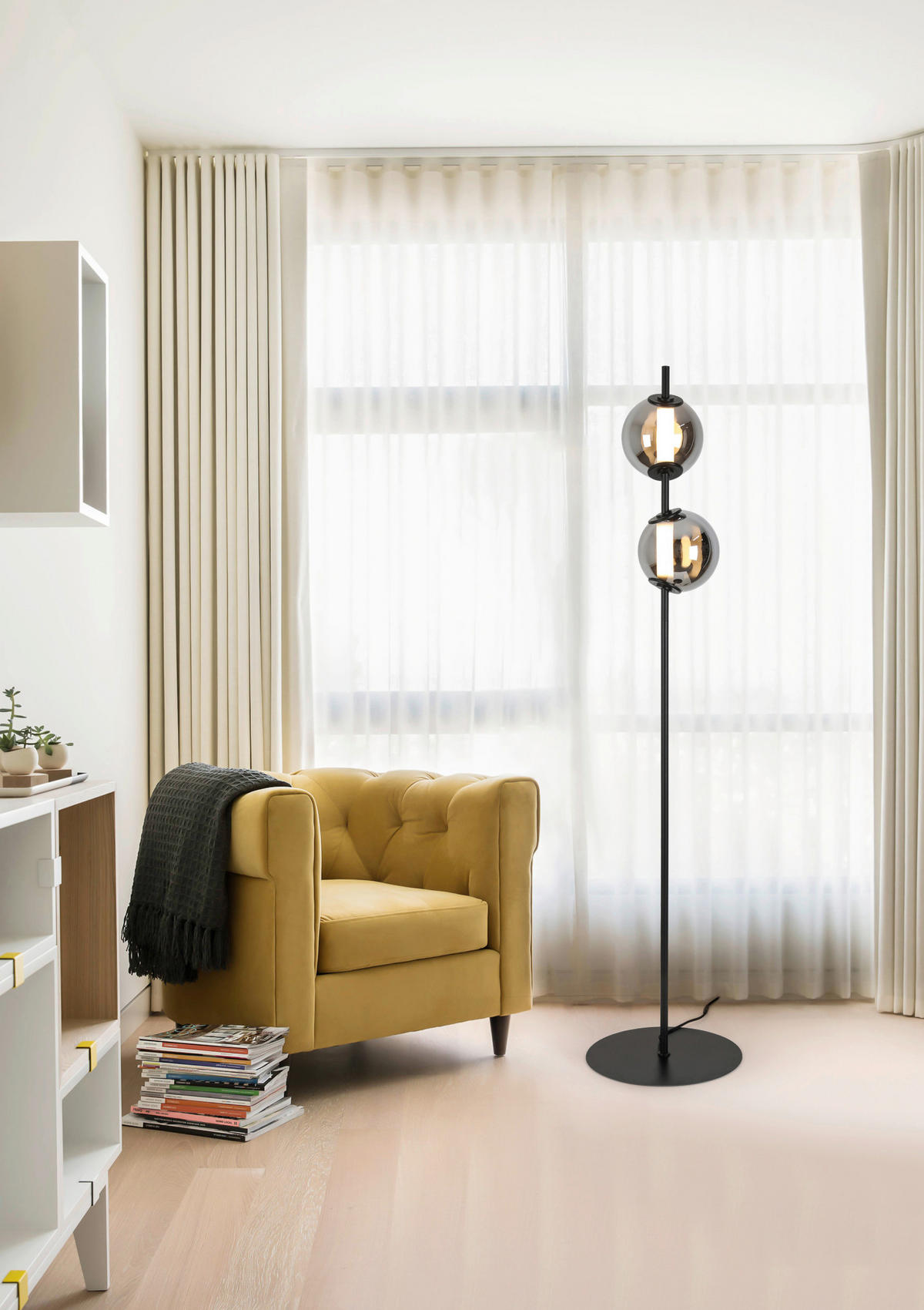 LED-STEHLEUCHTE - Chromfarben/Schwarz, Design, Glas/Kunststoff (34/168cm) - Dieter Knoll