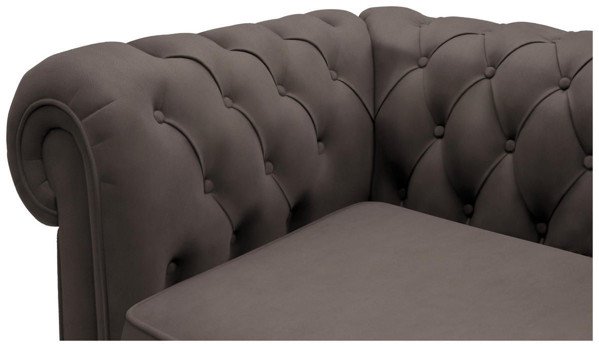 CHESTERFIELD-SOFA in Lederlook Graubraun  - Wengefarben/Graubraun, Lifestyle, Holz/Textil (206/76,5/96cm) - Landscape
