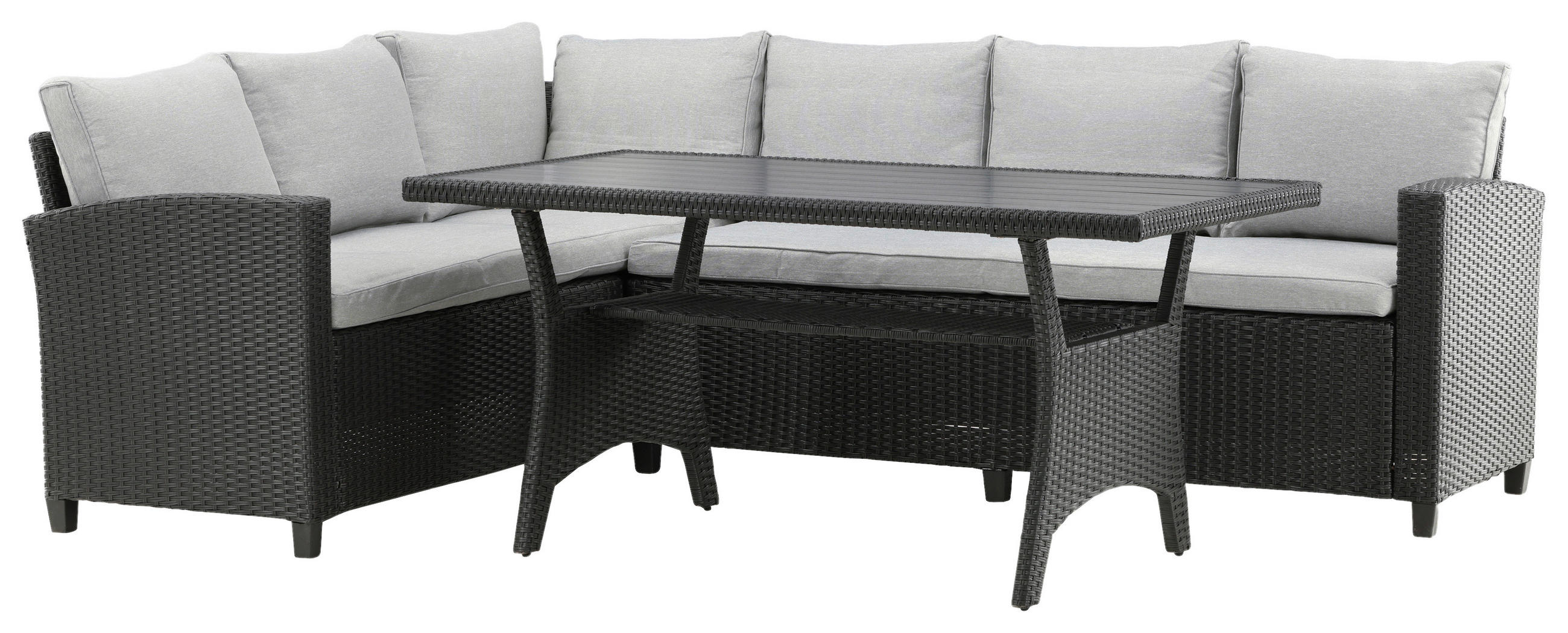 DINING-LOUNGESET 173/227 cm  - Schwarz, KONVENTIONELL, Kunststoff (173/227cm) - Gardenson