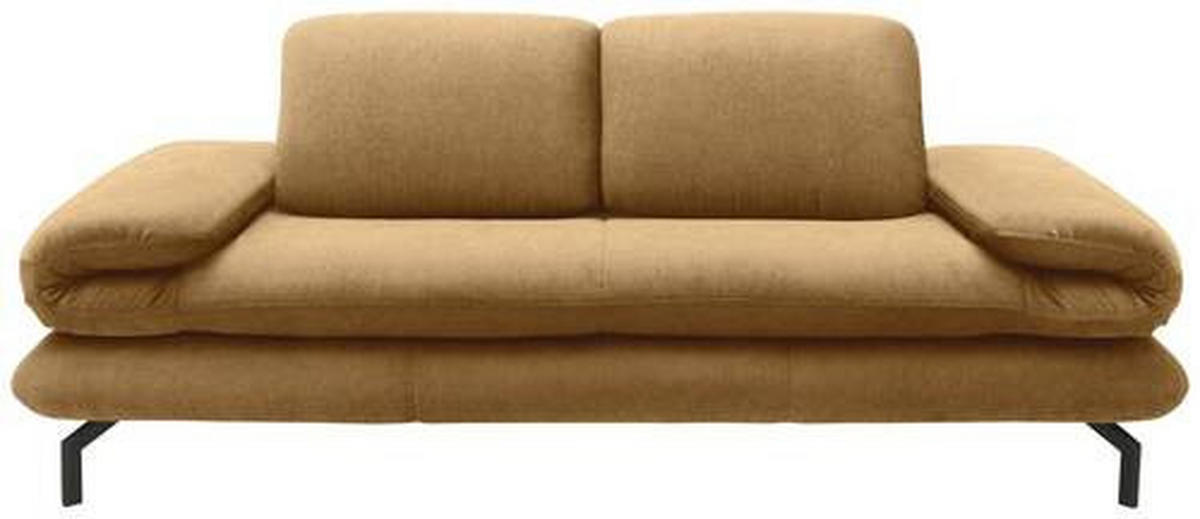 ZWEISITZER-SOFA mit Funktionen Webstoff Messingfarben  - Messingfarben/Schwarz, Design, Textil/Metall (204 (264)/83 (110)/98cm) - LOOKS by W.Joop