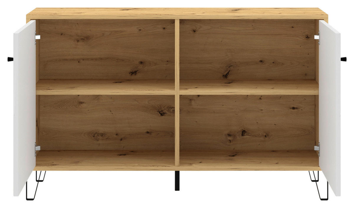 KOMMODE  in 123,4/75,2/40 cm  - Schwarz/Weiß, Design, Holzwerkstoff/Metall (123,4/75,2/40cm) - Boxxx