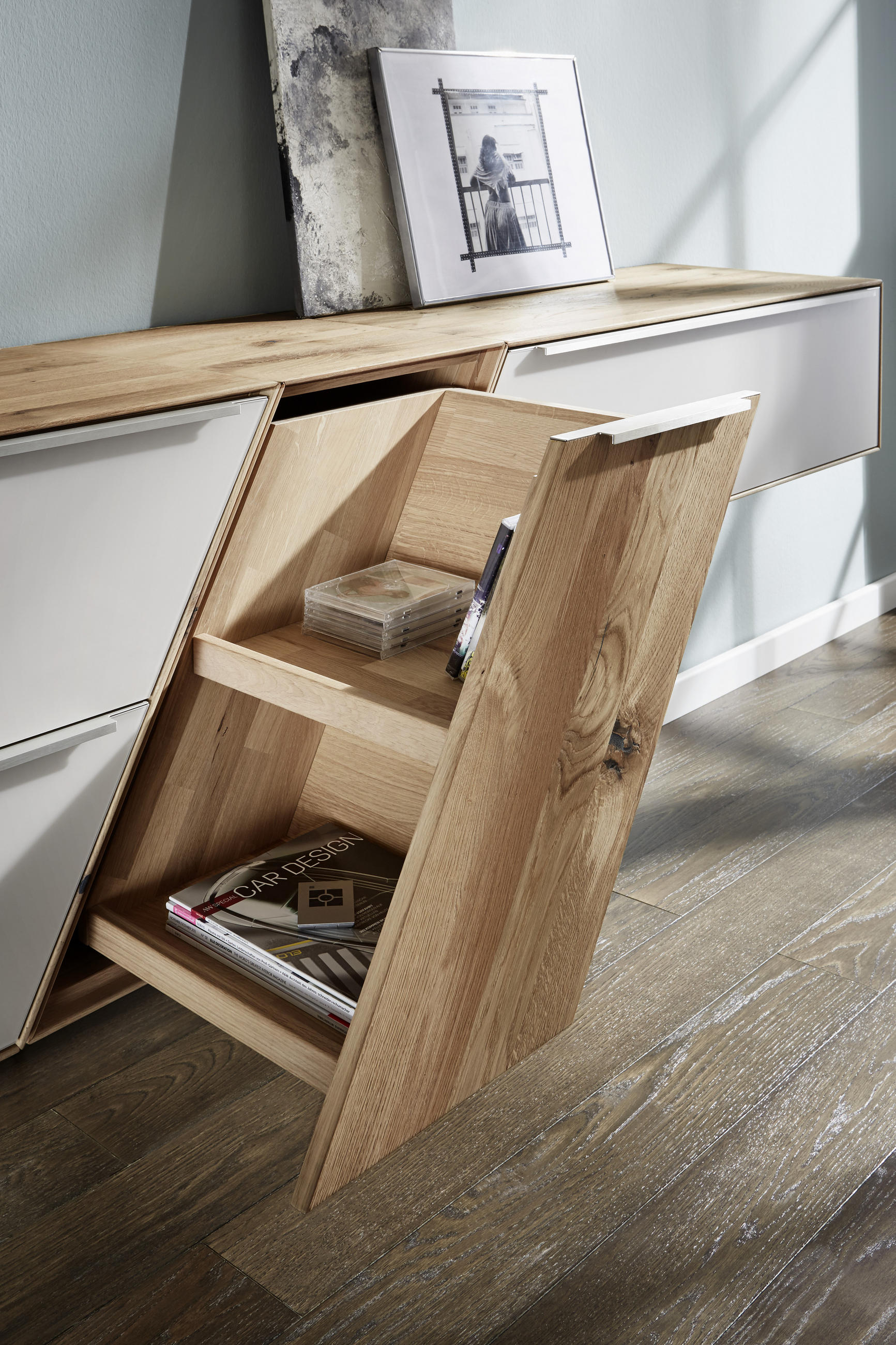 LOWBOARD Sonia  in 295/58,2/47,1 cm  - Edelstahlfarben/Schlammfarben, Design, Glas/Holz (295/58,2/47,1cm) - Valnatura