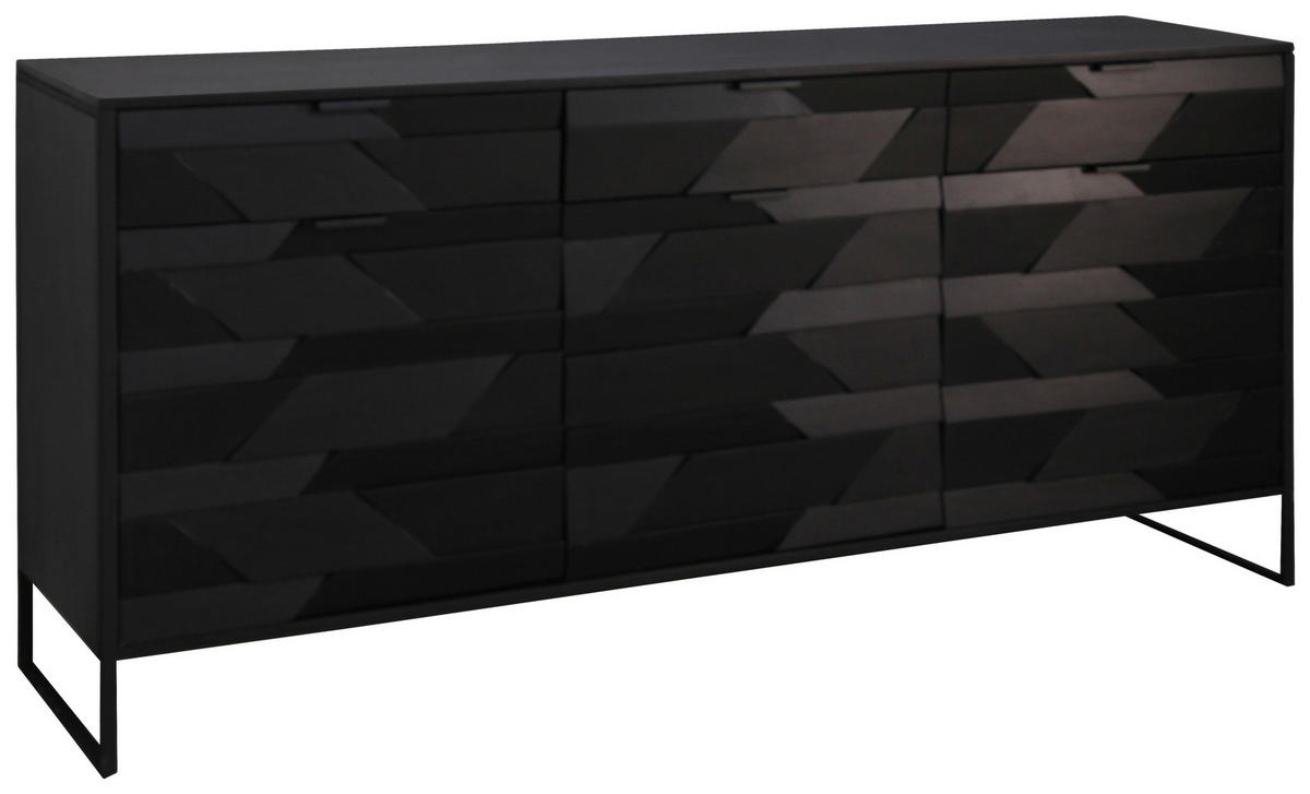 SIDEBOARD Schwarz  175/86/40 cm  - Schwarz, Trend, Holz/Metall (175/86/40cm) - Ambia Home