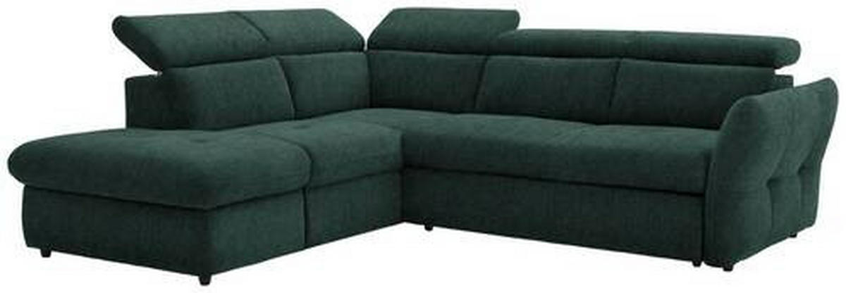 ECKSOFA in Velours Dunkelgrün  224/254 cm  - Dunkelgrün/Schwarz, Design, Kunststoff/Textil (224/254cm) - Stylife
