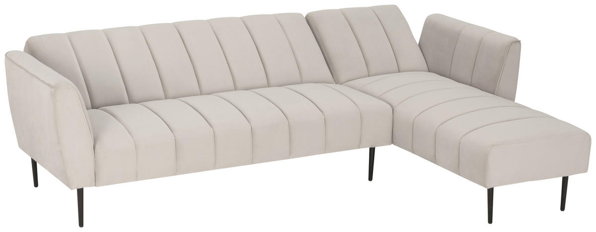 ECKSOFA Creme Samt  - Creme/Schwarz, MODERN, Textil/Metall (253/87/169cm) - P & B