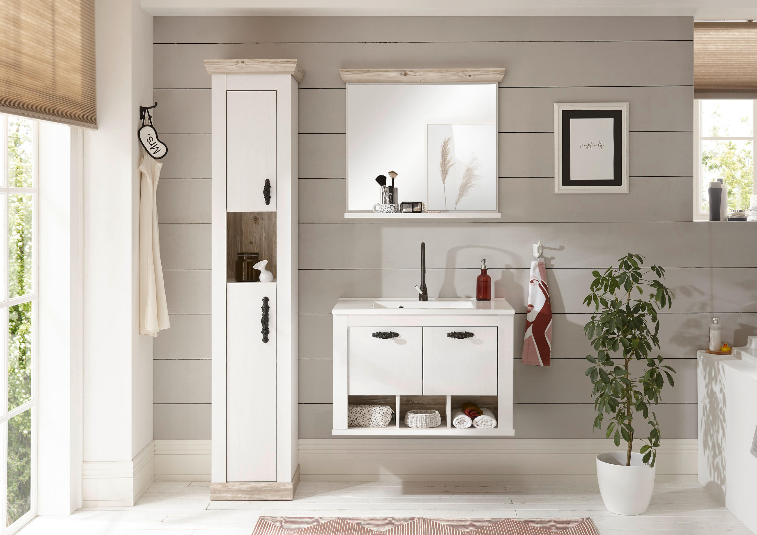 BADEZIMMER 3-teilig  in  - Schwarz/Weiß, Design, Naturmaterialien/Holzwerkstoff (143/200/46cm) - MID.YOU