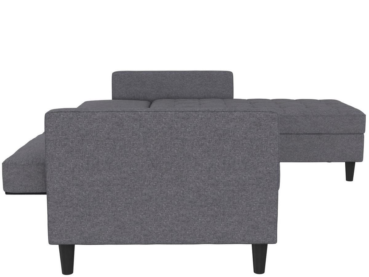 ECKSOFA PALERMO Grau Webstoff, Leinenoptik Schlaffunktion, Stauraum  - Schwarz/Grau, Basics, Kunststoff/Textil (213/154cm) - Livetastic