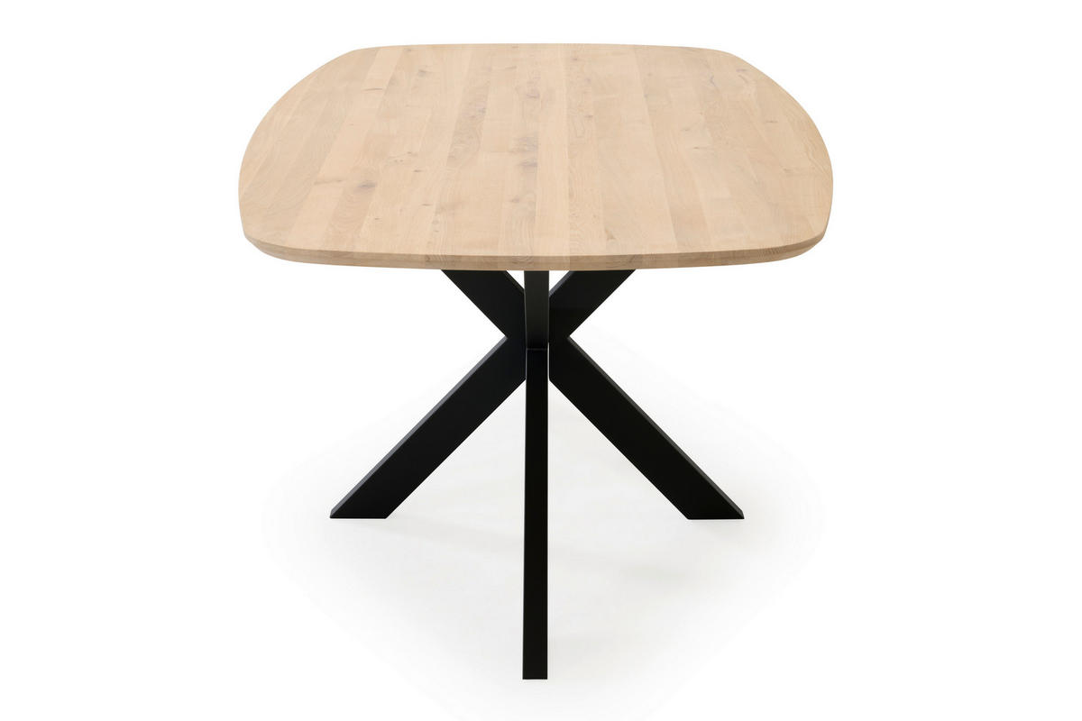 ESSTISCH Eiche vollmassiv oval Eichefarben  - Eichefarben/Schwarz, Design, Holz/Metall (180/100/76cm) - Welnova