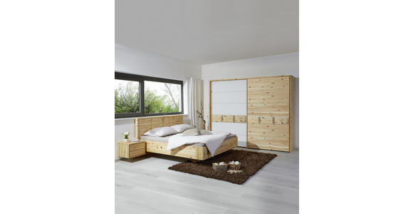 BETT 180/200 cm  in Weiß, Zirbelkieferfarben  - Zirbelkieferfarben/Weiß, Natur, Leder/Holz (180/200cm) - Valnatura