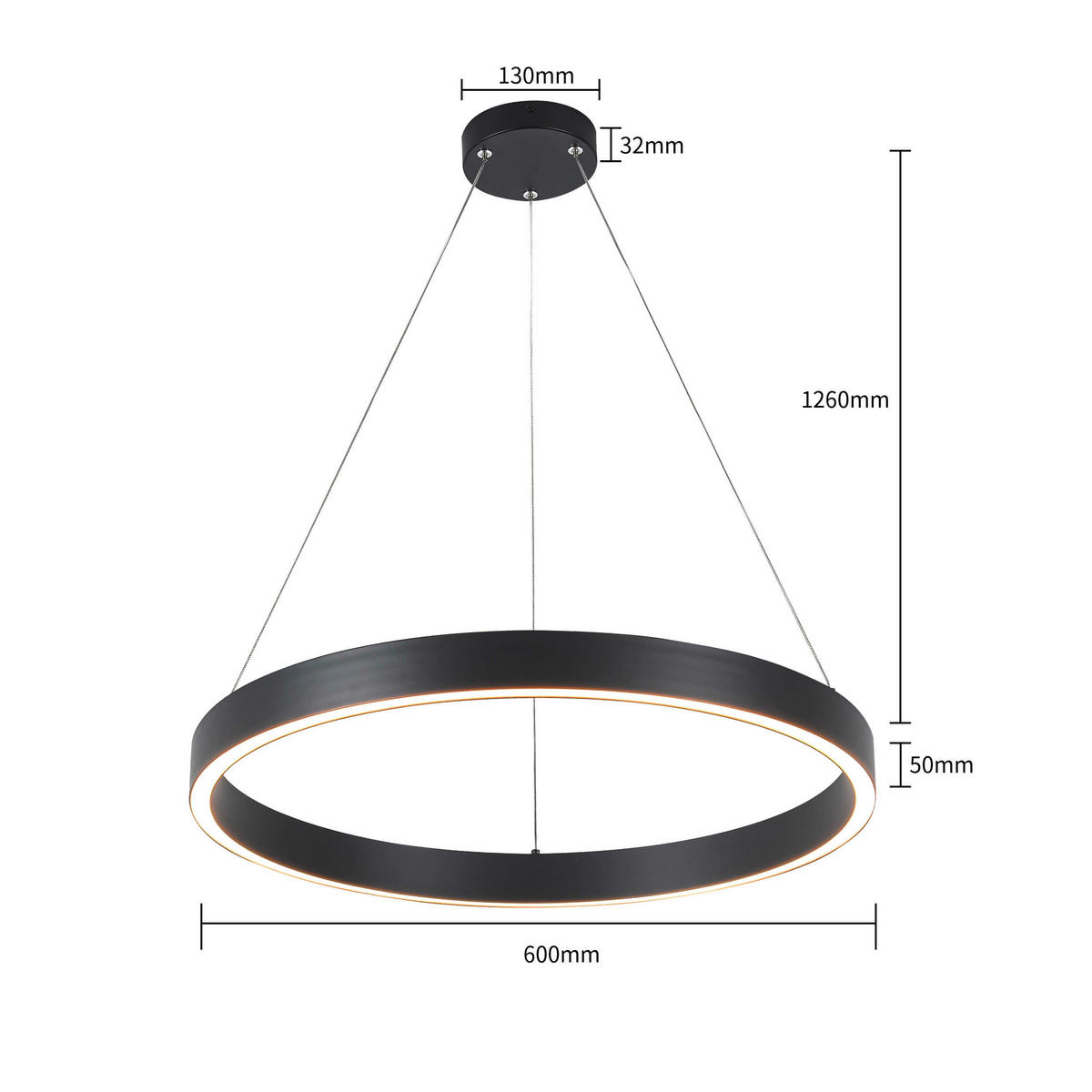 LED-HÄNGELEUCHTE    - Schwarz, Design, Metall (126/60/60cm)