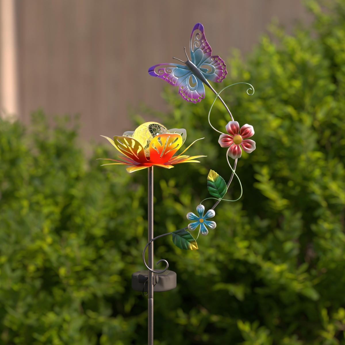 SOLARLEUCHTE Anemone 21,5/82/15,2 cm  - Klar/Schwarz, LIFESTYLE, Glas/Kunststoff (21,5/82/15,2cm) - Ambia Garden