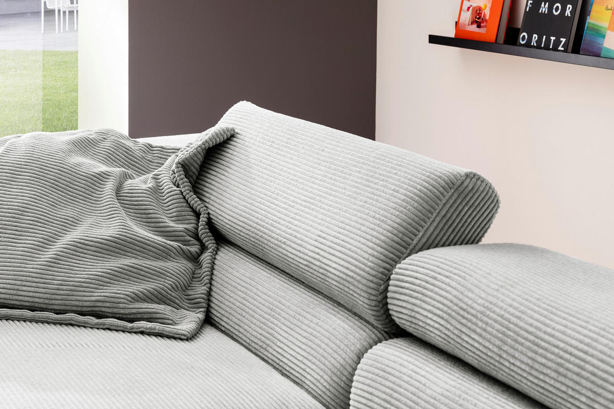 SEDEŽNA GARNITURA, rebrasti žamet siva  - črna/siva, Moderno, kovina/tekstil (276/221cm) - Pure Home Lifestyle