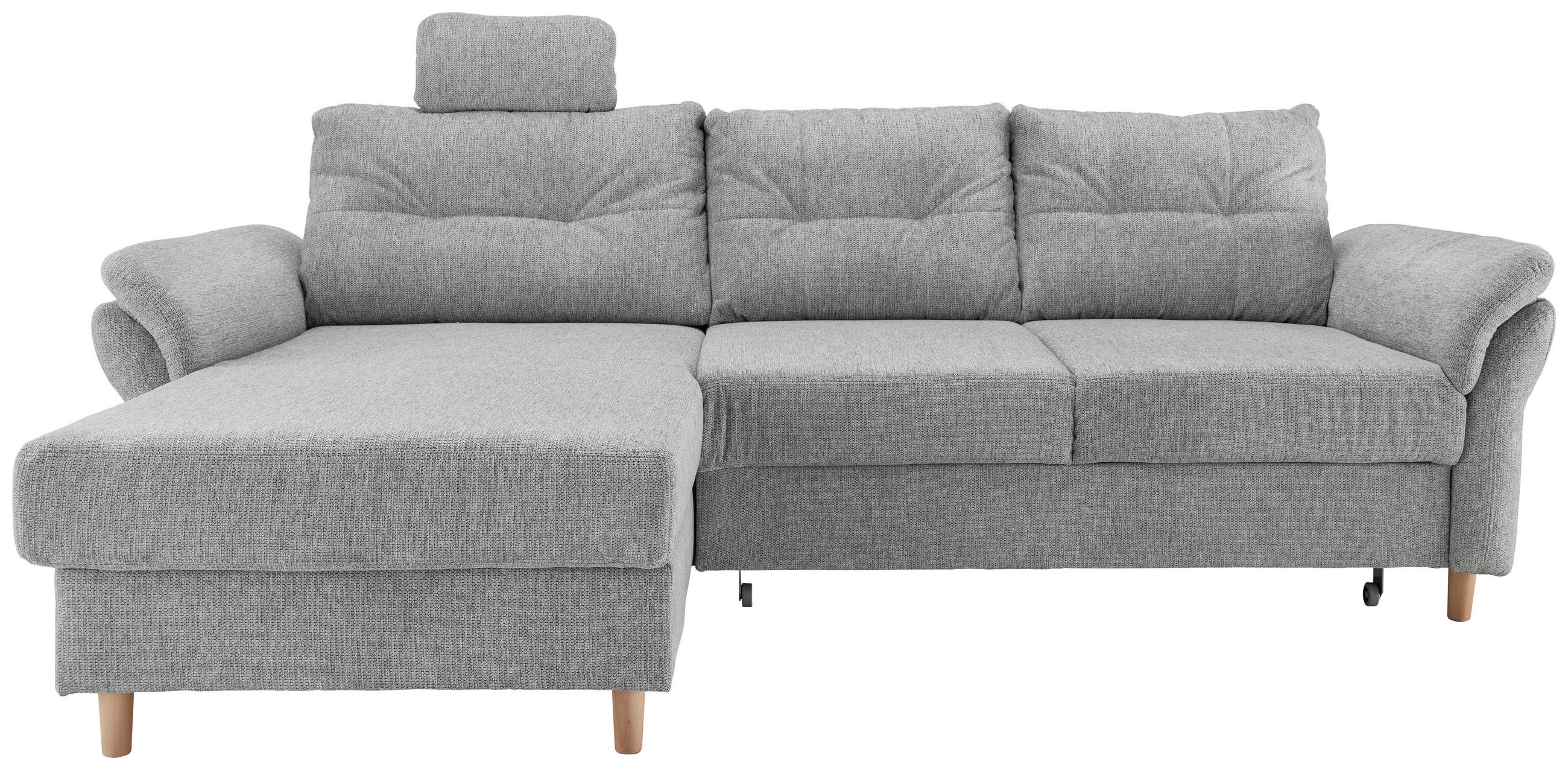 ECKSOFA in Chenille Silberfarben  - Silberfarben/Naturfarben, Modern, Holz/Textil (176/250cm) - Livetastic