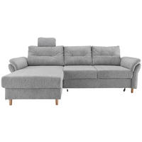 ECKSOFA in Chenille Silberfarben  - Silberfarben/Naturfarben, Modern, Holz/Textil (176/250cm) - Livetastic