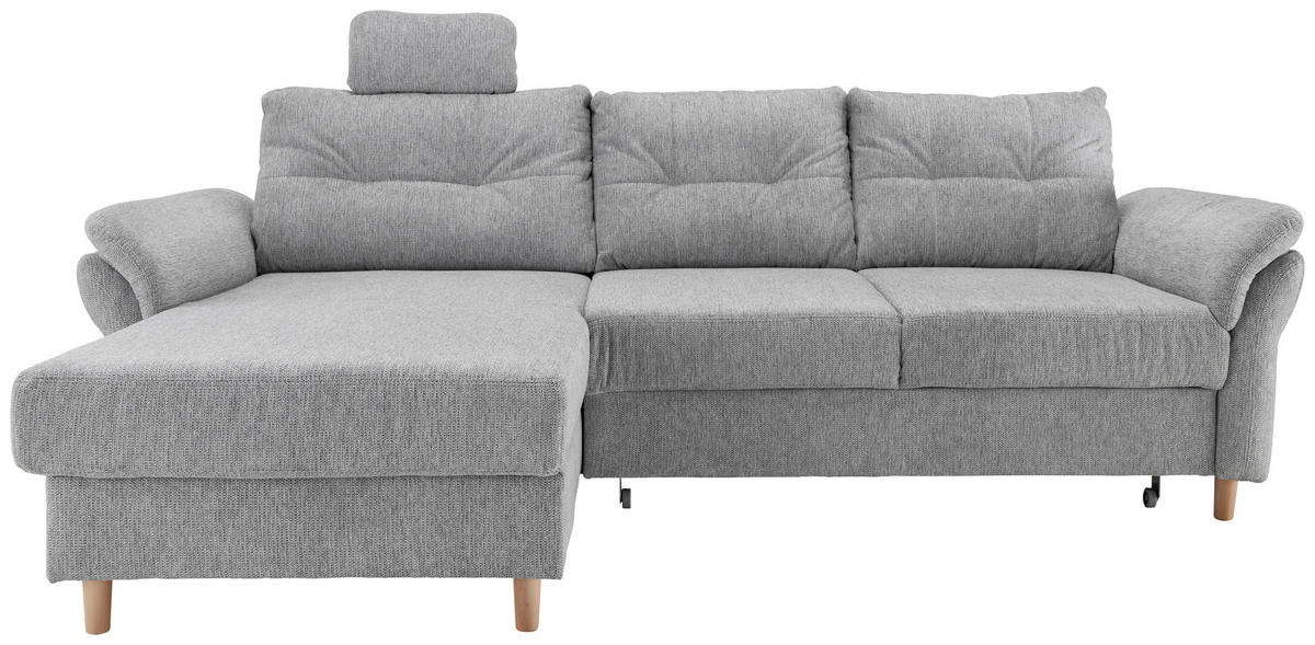 ECKSOFA in Chenille Silberfarben  - Silberfarben/Naturfarben, Modern, Holz/Textil (176/250cm) - Livetastic