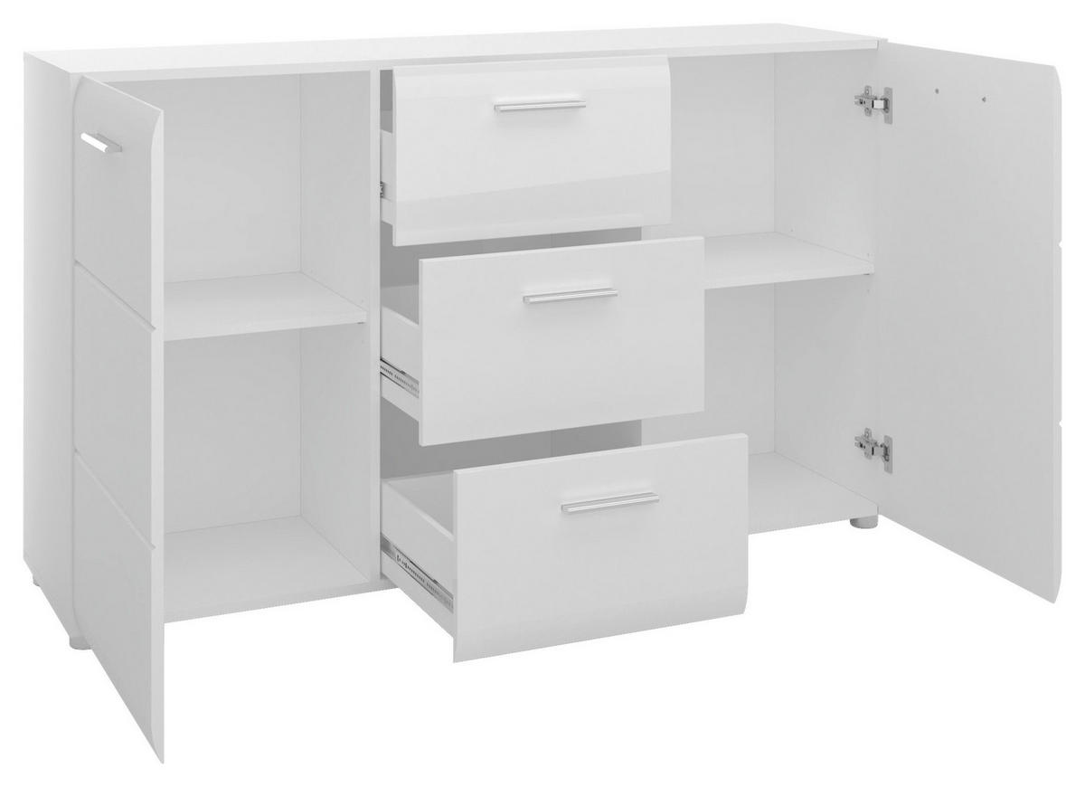 SIDEBOARD MERANO  in 143,8/86/39 cm  - Chromfarben/Weiß Hochglanz, MODERN, Holzwerkstoff/Kunststoff (143,8/86/39cm) - Boxxx