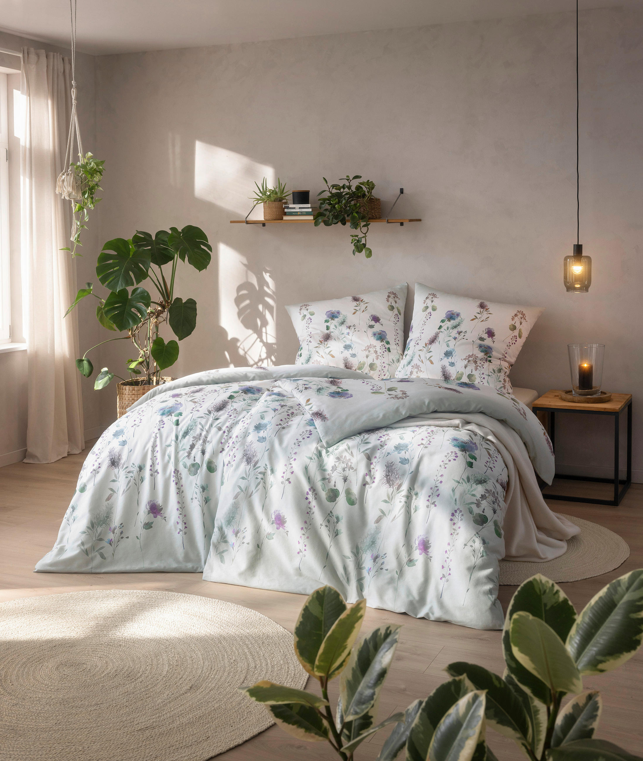 BETTWÄSCHE Natürlich Estella Makosatin 135/200 cm  - Salbeigrün, Design, Textil (135/200cm) - Estella