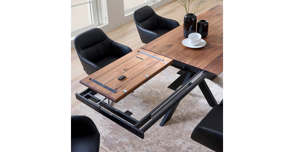 ESSTISCH in Holz, Metall 200-285/100/75 cm  - Nussbaumfarben/Schwarz, Natur, Holz/Metall (200-285/100/75cm) - Linea Natura