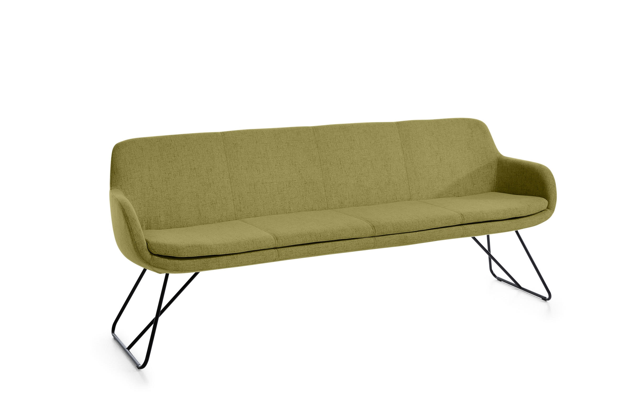 SITZBANK 220/87/65 cm Textilgeflecht Hellgrün Metall  - Schwarz/Hellgrün, Design, Textil/Metall (220/87/65cm) - Musterring