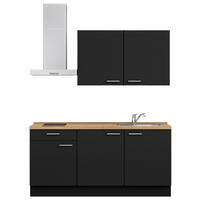 KÜCHENLEERBLOCK 180 cm   in Schwarz, Eichefarben  - Edelstahlfarben/Eichefarben, MODERN, Holzwerkstoff/Metall (180cm) - Nobilia