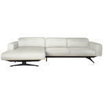 ECKSOFA in Echtleder Weiß  163/305 cm  - Eichefarben/Schwarz, Design, Leder/Holz (163/305cm) - Novel
