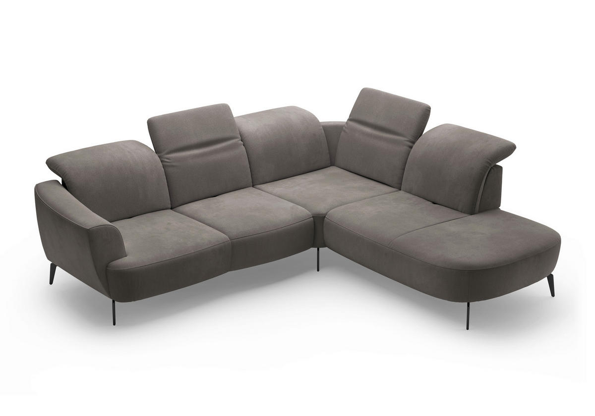 ECKSOFA in Flachgewebe Graphitfarben  300/267 cm  - Schwarz/Graphitfarben, KONVENTIONELL, Textil/Metall (300/267cm) - Sit & More