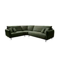 ECKSOFA in Cord Dunkelgrün  - Dunkelgrün/Schwarz, Design, Textil/Metall (256/294cm) - Livetastic
