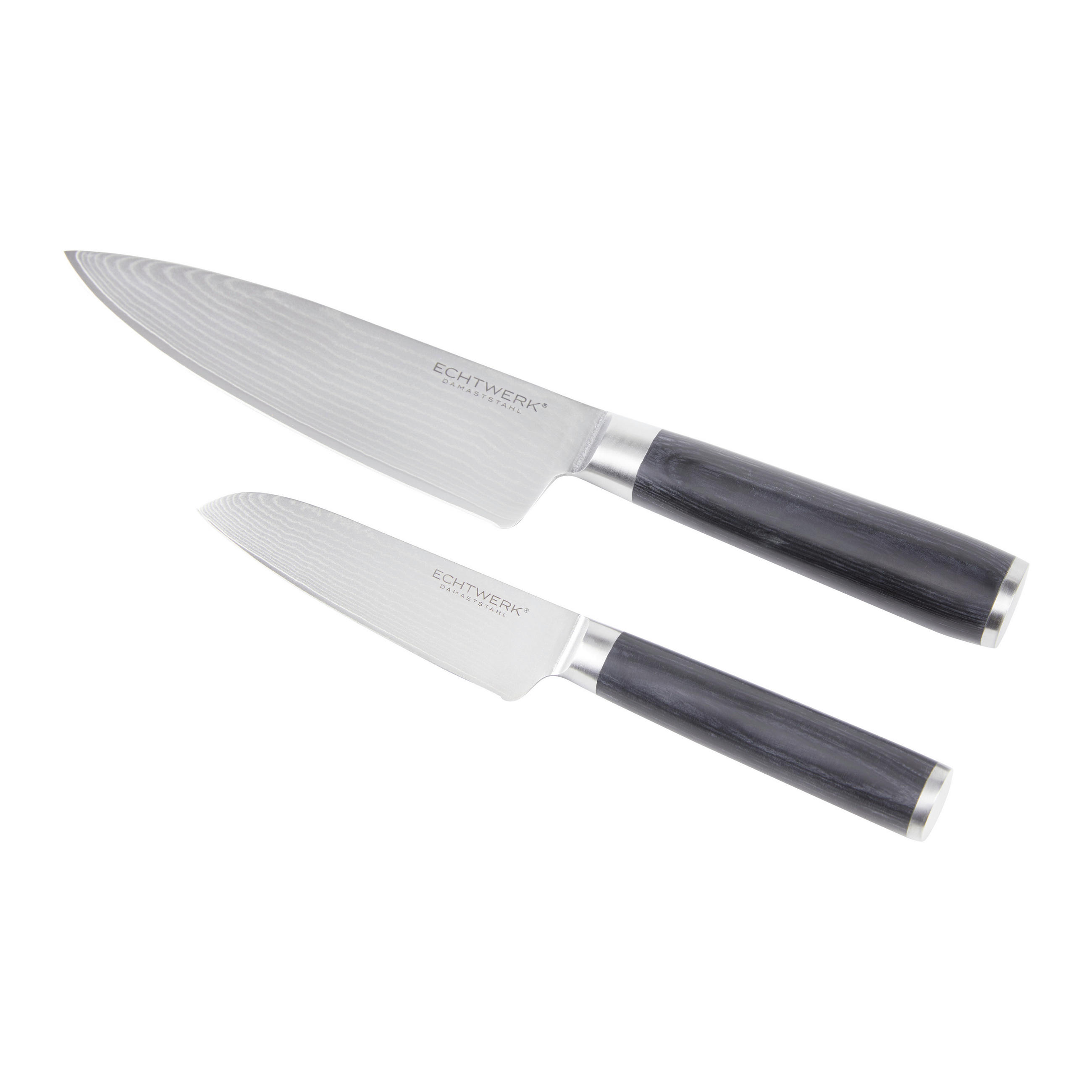 MESSERSET 2-teilig  - Silberfarben/Schwarz, MODERN, Holz/Metall - Echtwerk