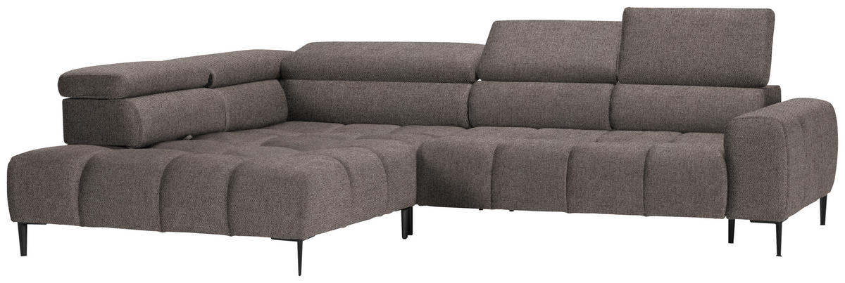 ECKSOFA in Webstoff Greige  - Greige/Schwarz, Design, Textil/Metall (216/300cm) - Welnova