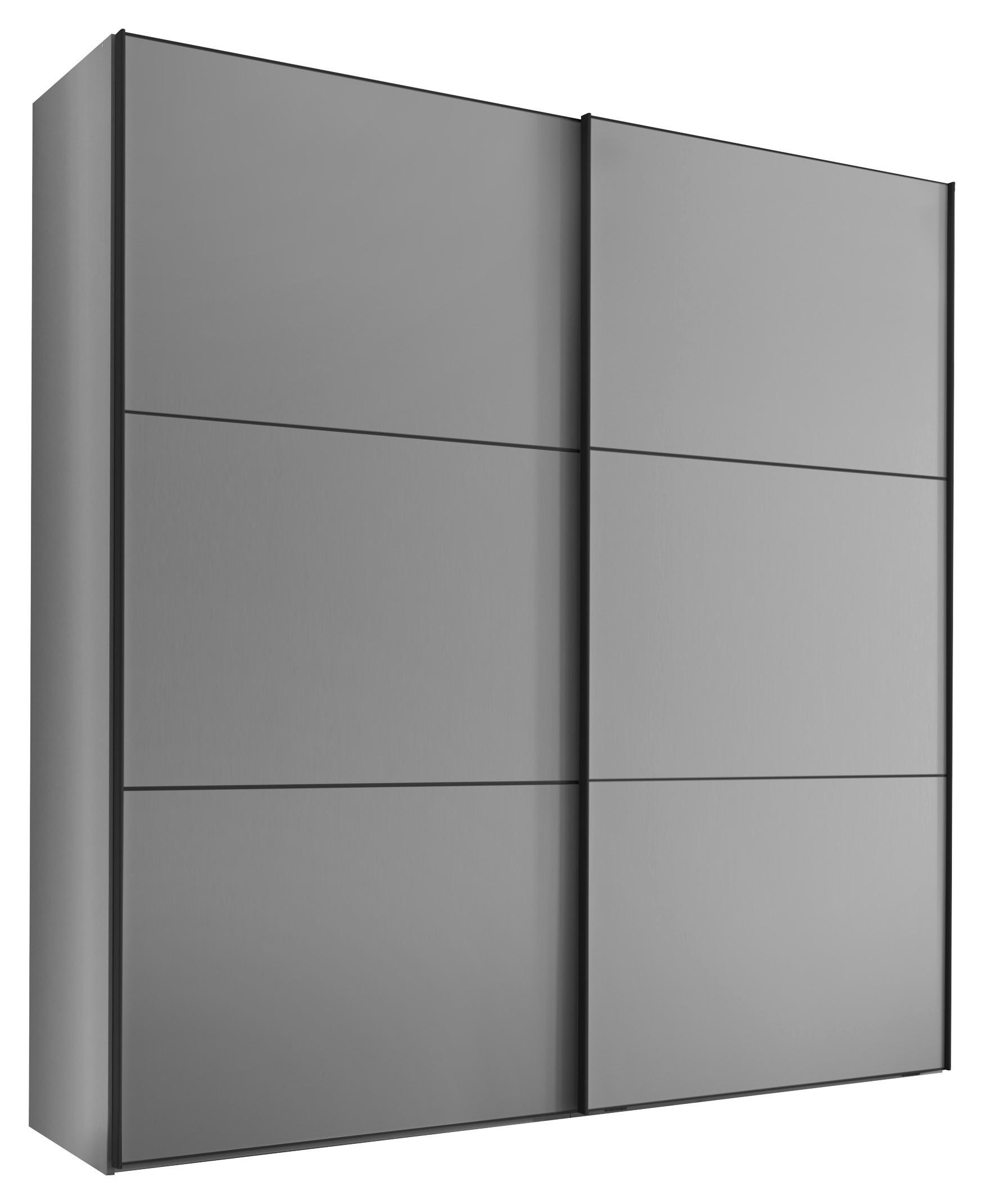 SCHWEBETÜRENSCHRANK 167/222/68 cm 2-türig Hellgrau  - Hellgrau/Schwarz, Holzwerkstoff/Metall (167/222/68cm) - Moderano