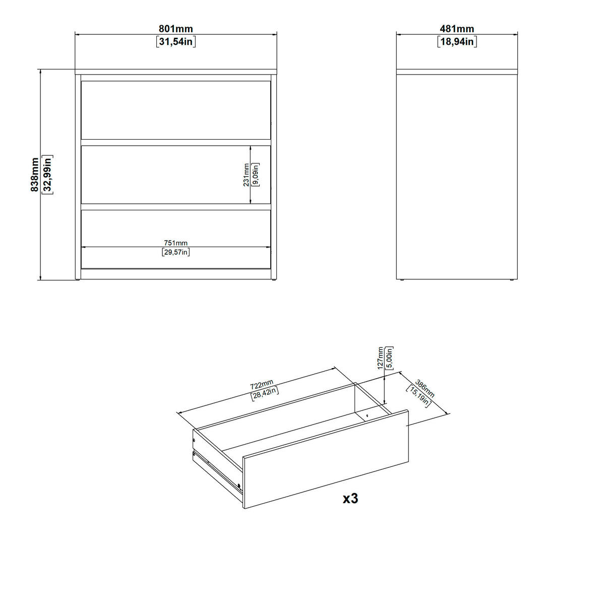 KOMMODE  in 80/84/48 cm  - Weiß, KONVENTIONELL, Holzwerkstoff (80/84/48cm) - Boxxx