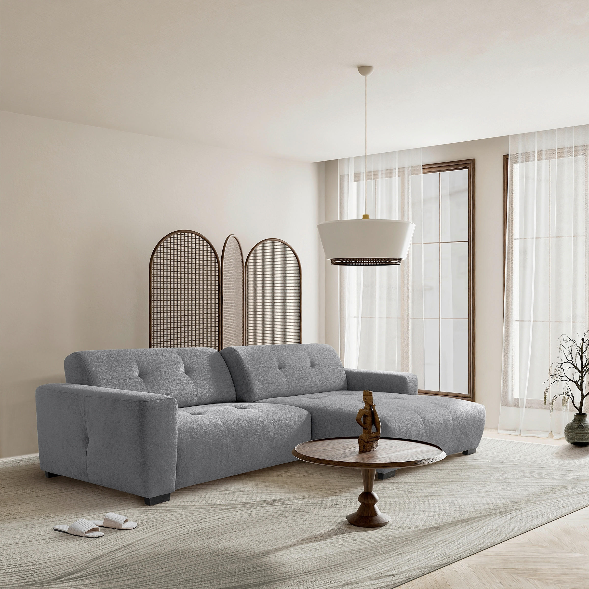 ECKSOFA AUSTIN Grau Flachgewebe Sitztiefenverstellung  - Schwarz/Grau, Design, Kunststoff/Textil (286/169cm) - Livetastic