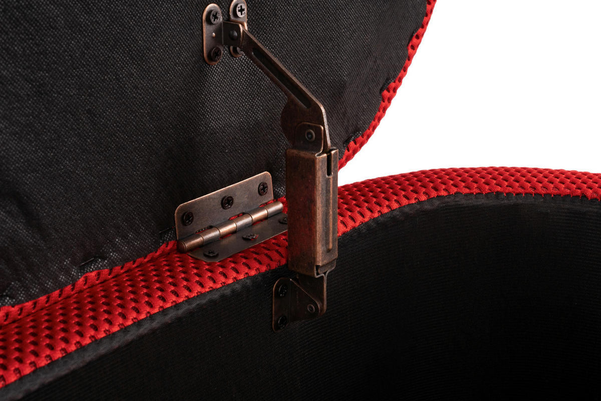 HOCKERBANK in Metall, Textil Rot, Schwarz  - Rot/Schwarz, Design, Textil/Metall (95/43/36cm)