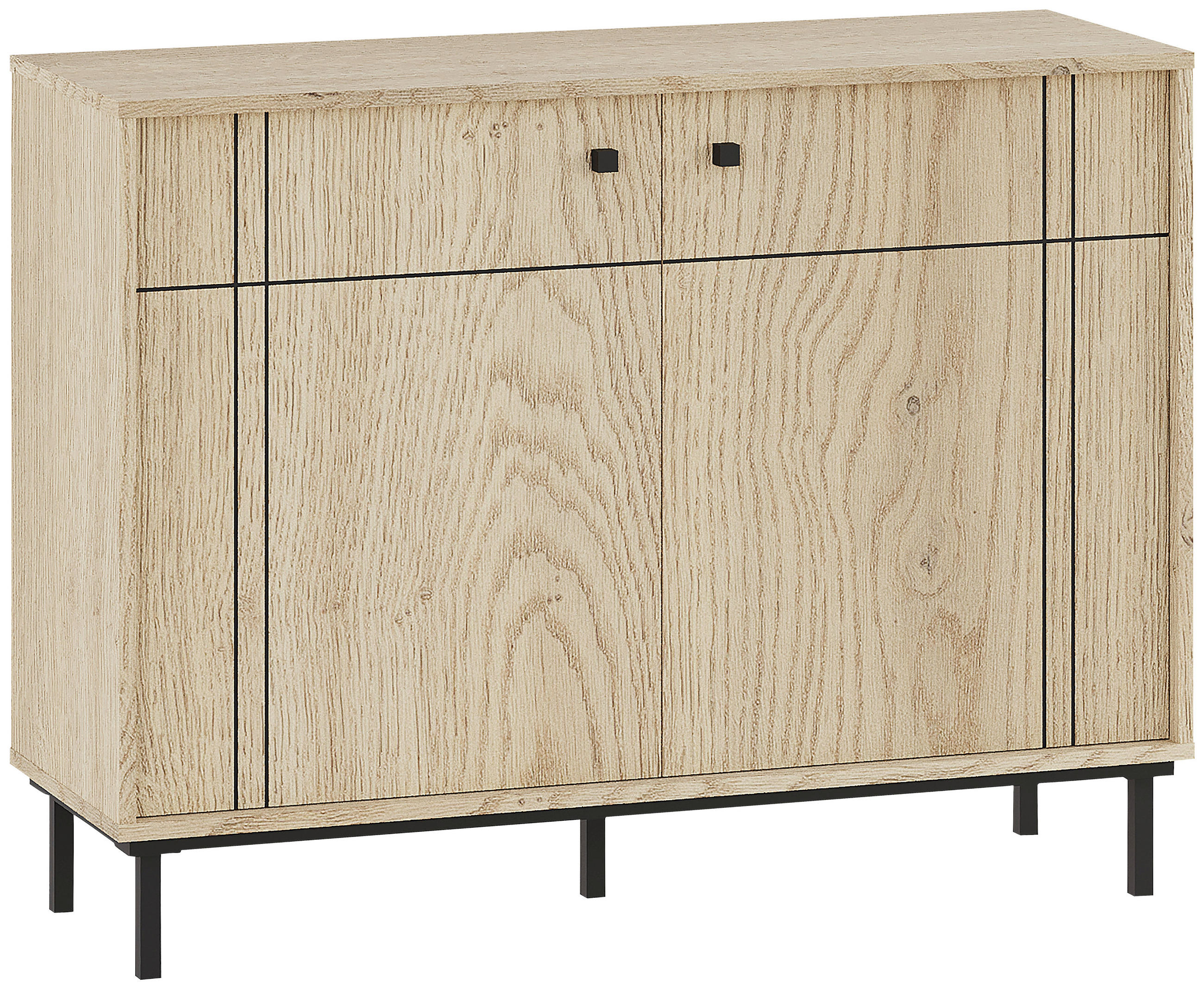 KOMMODE  in 108/81,8/37 cm  - Eichefarben/Schwarz, MODERN, Holzwerkstoff/Kunststoff (108/81,8/37cm) - Carryhome