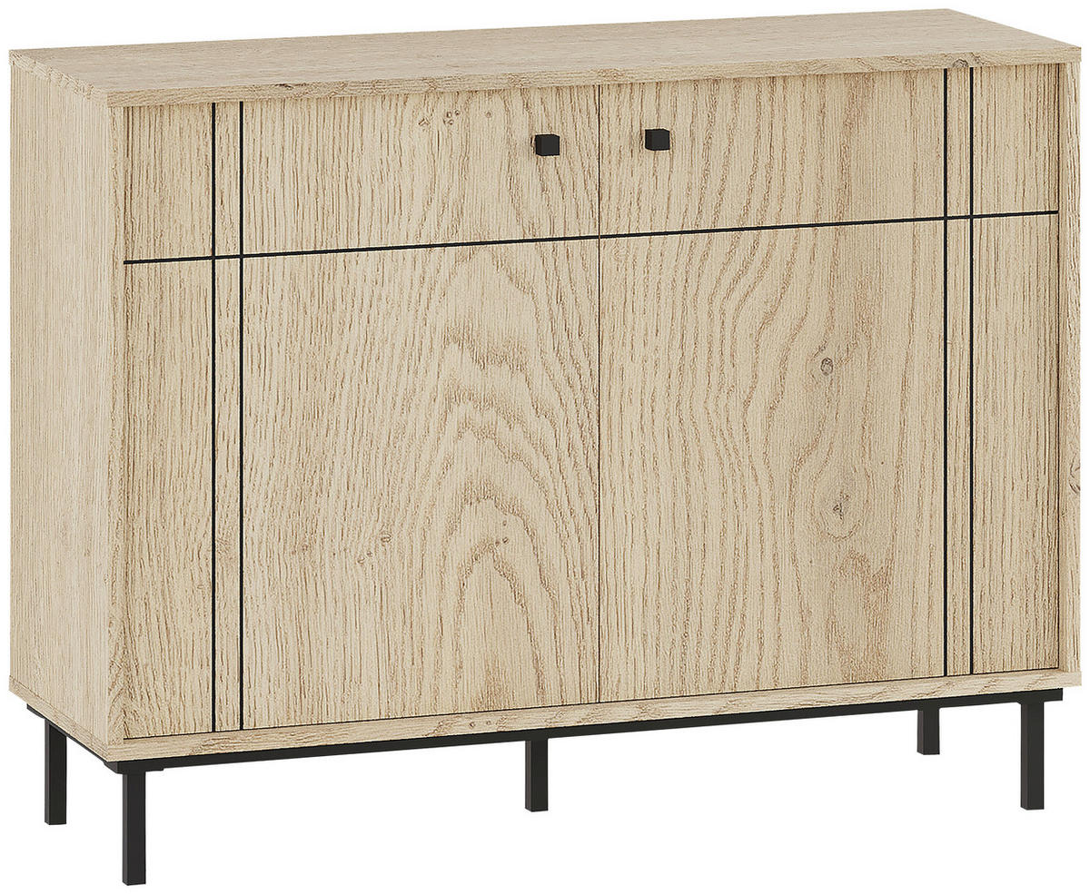 KOMODA, farba duba, 108/81,8/37 cm - čierna/farba duba, Modern, kov/kompozitné drevo (108/81,8/37cm) - Carryhome