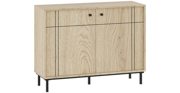 KOMMODE  in 108/81,8/37 cm  - Eichefarben/Schwarz, MODERN, Holzwerkstoff/Kunststoff (108/81,8/37cm) - Carryhome