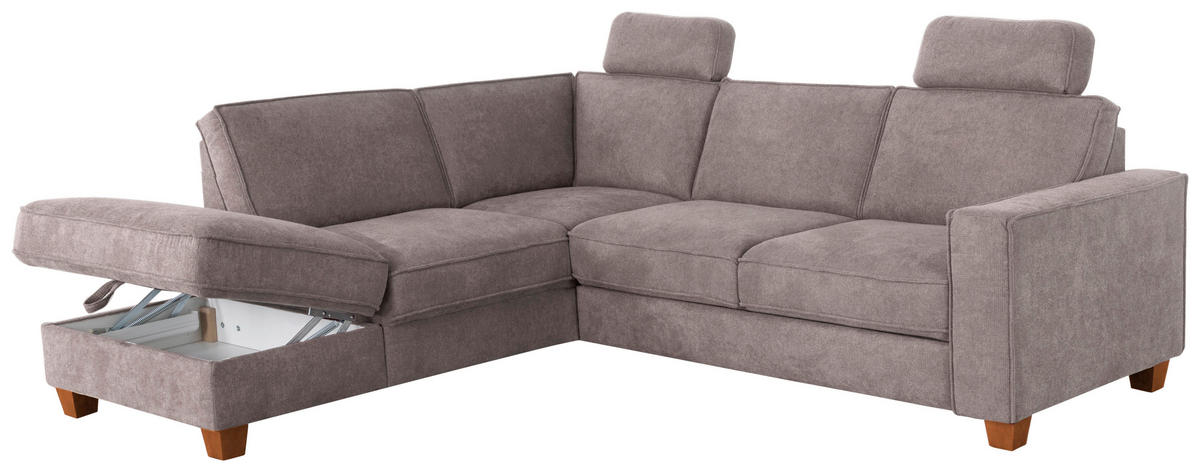 ECKSOFA in Flachgewebe Taupe  - Taupe/Eichefarben, Konventionell, Holz/Textil (213/236cm) - Sit & More