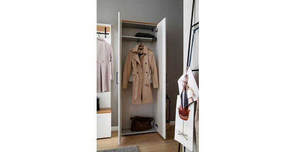 GARDEROBE 5-teilig  in 220/198/29 cm  - Wildeiche/Weiß, Design, Holz/Holzwerkstoff (220/198/29cm) - Moderano