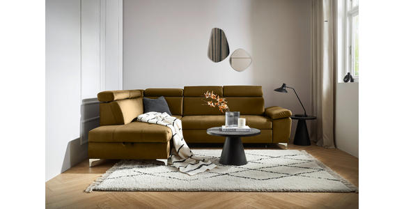 ECKSOFA Gelb, Braun Samt - Chromfarben/Gelb, KONVENTIONELL, Textil/Metall (206/271cm) - Carryhome