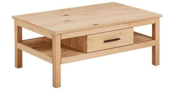 COUCHTISCH Kerneiche furniert, teilmassiv, vollmassiv 110/70,2/44,8 cm rechteckig Eichefarben - Eichefarben/Schwarz, KONVENTIONELL, Holz/Metall (110/70,2/44,8cm) - Cantus