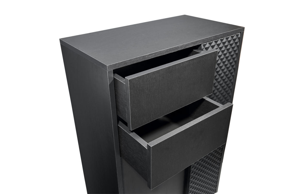 MIDISCHRANK 60/106/32 cm  - Schwarz, MODERN, Holzwerkstoff/Metall (60/106/32cm) - MID.YOU