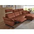 ECKSOFA in Echtleder Cognac  300/157 cm  - Cognac/Schwarz, Design, Leder/Metall (300/157cm) - Dieter Knoll