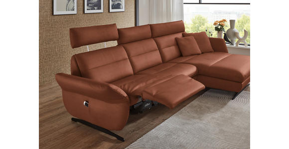 ECKSOFA in Echtleder Cognac  300/157 cm  - Cognac/Schwarz, Design, Leder/Metall (300/157cm) - Dieter Knoll